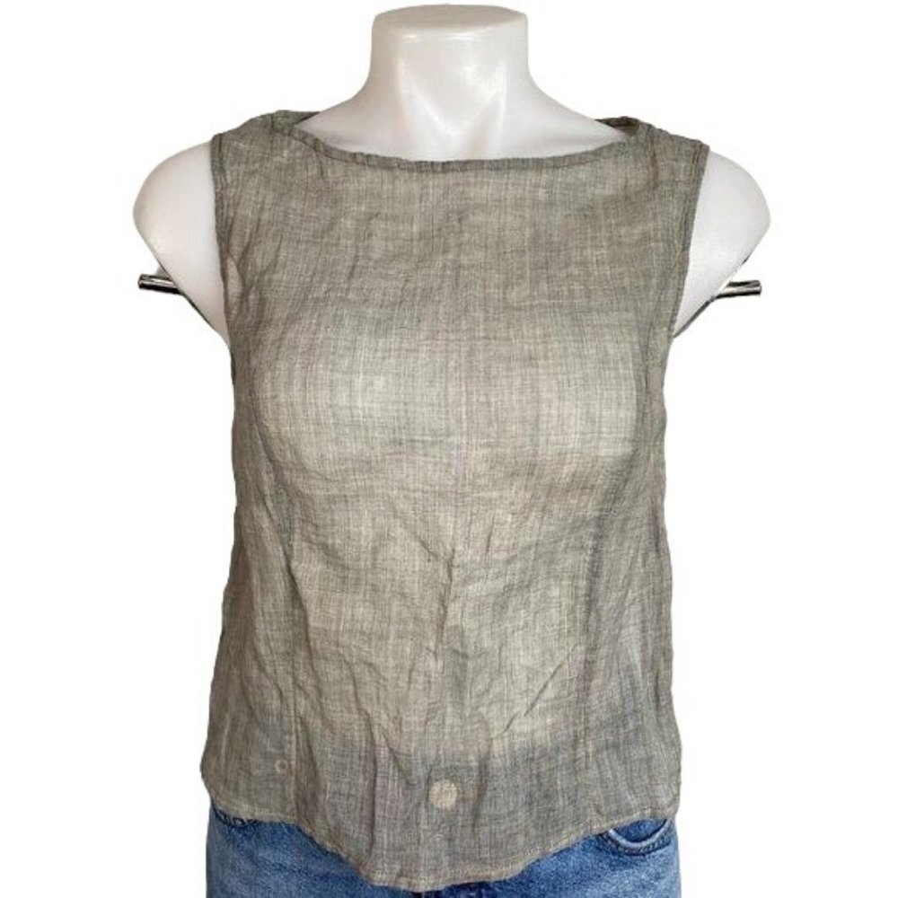 Takashi Maya New York Side Zip Grey Mesh Tank Top Size S